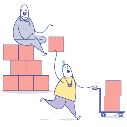 One person relaxing and the other running around with tasks